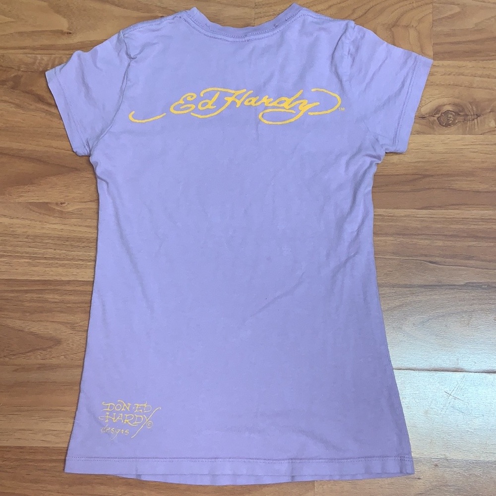 Ed Hardy *RARE* Chrysanthemum Rhinestone Shirt - Picture 7 of 10